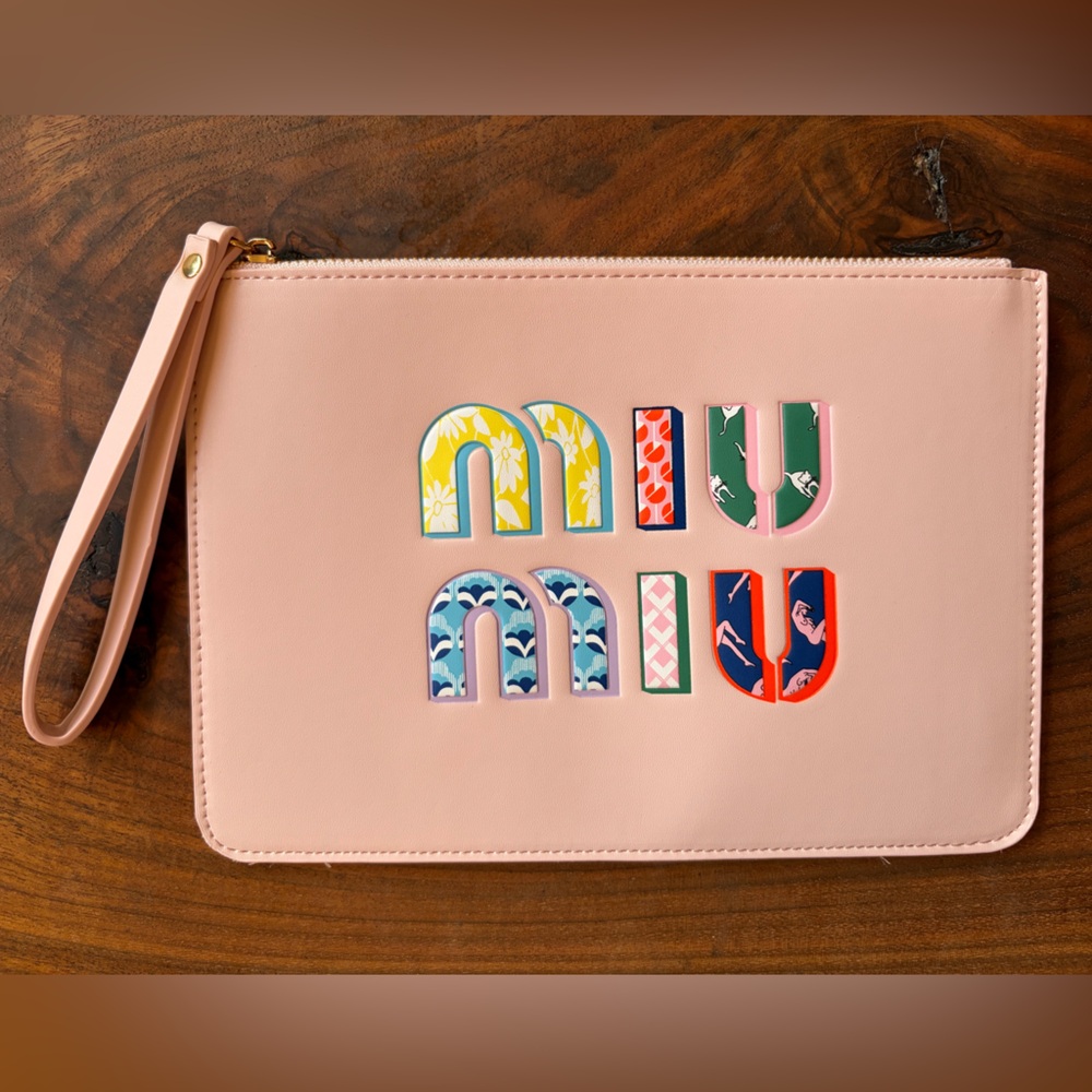 Miu Miu Pink GWP Pouchette with Multicolor Logo